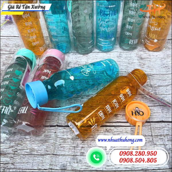 Sỉ rẻ bình nước nhựa 500ml an toàn – Nhựa dày, không mùi, dùng bền 2 bình nước nhựa 500ml