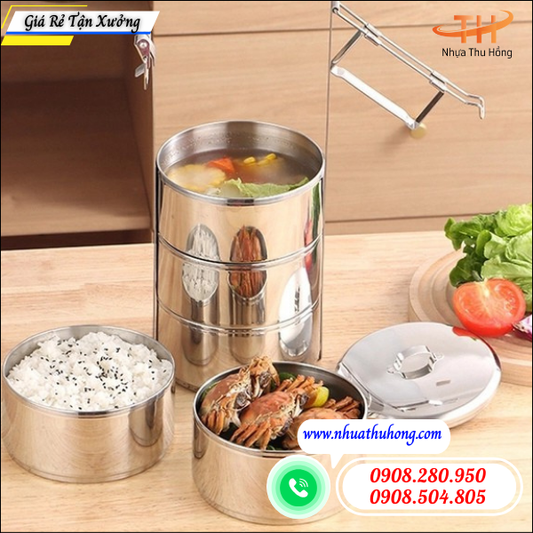 Cà mèn inox đem cơm giá rẻ – hàng dày bền đẹp, sỉ lẻ giá gốc 4 cà mèn inox nhiều tầng