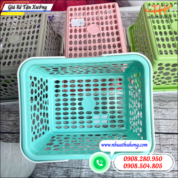 Giỏ nhựa quai xách đựng đồ gia dụng sỉ rẻ giá gốc tận xưởng 2 Giỏ nhựa quai xách đựng đồ gia dụng