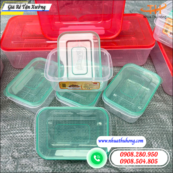 Cung cấp sỉ rẻ hộp nhựa chữ nhật có nắp đựng thực phẩm giá tận xưởng 5 Hộp nhựa chữ nhật có nắp Thu Hồng – Nhựa PP nguyên sinh an toàn