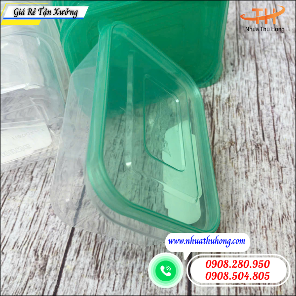 Cung cấp sỉ rẻ hộp nhựa chữ nhật có nắp đựng thực phẩm giá tận xưởng 4 hộp nhựa có nắp đậy kín khí, chống mùi