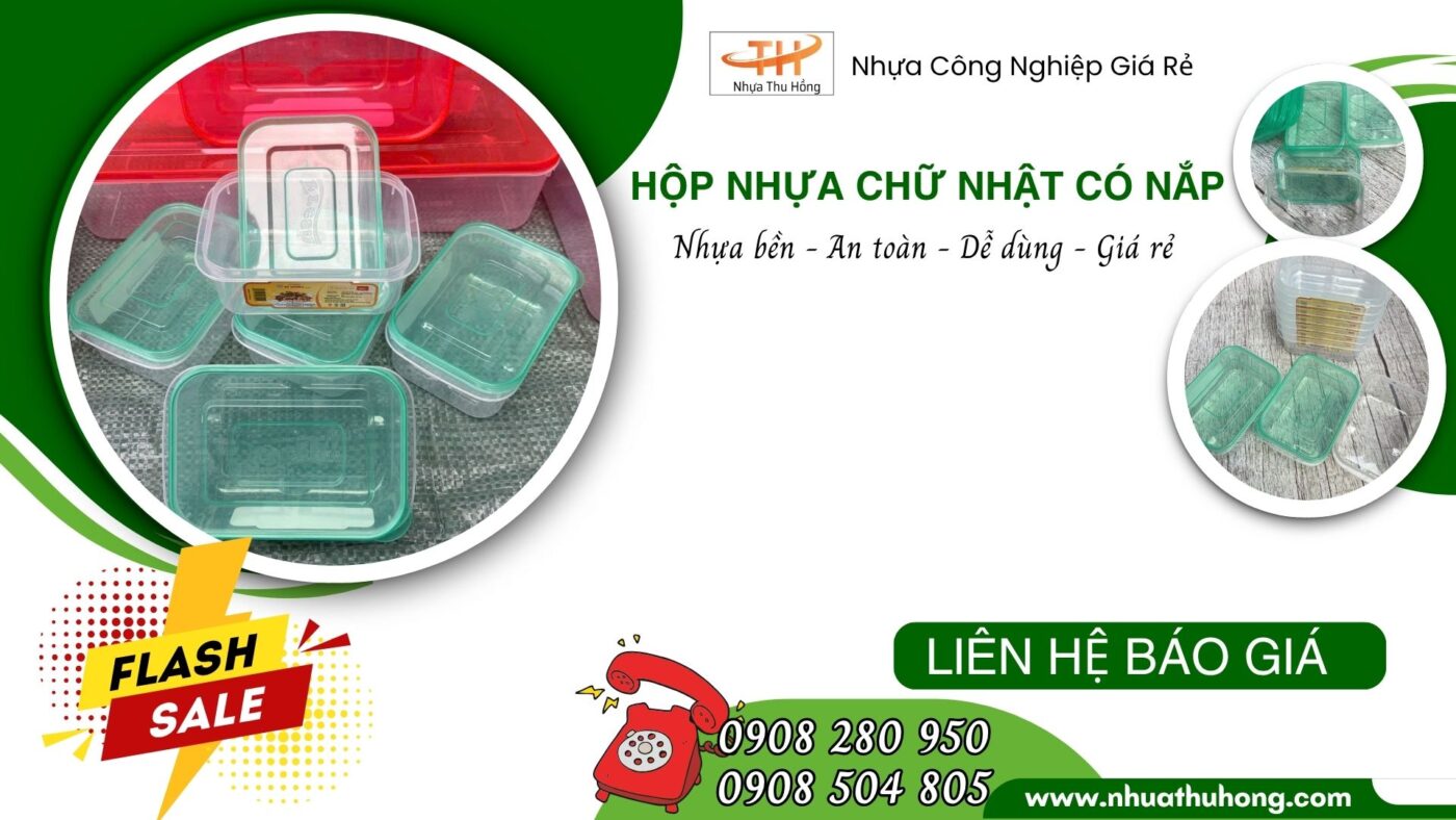 Cung cấp sỉ rẻ hộp nhựa chữ nhật có nắp đựng thực phẩm giá tận xưởng 1 hop thuc pham nhua chu nhat