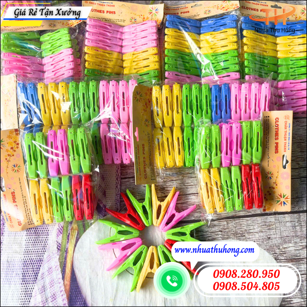 Sỉ lẻ kẹp nhựa treo quần áo giá rẻ nhiều màu 5 nhựa Thu Hồng cung cấp kẹp phơi quần áo
