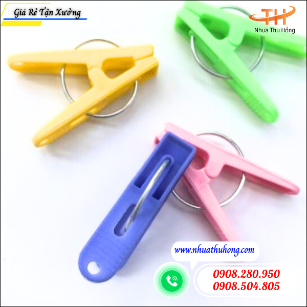 Sỉ lẻ kẹp nhựa treo quần áo giá rẻ nhiều màu 4 kẹp phơi quần áo hàng dày bền