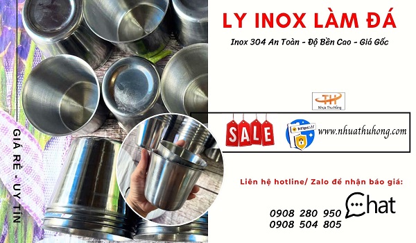 Sỉ ly inox làm đá giá rẻ nhiều cỡ bền chắc 1 ly da