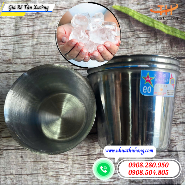 Sỉ ly inox làm đá giá rẻ nhiều cỡ bền chắc 4 Ly inox bền, dày, an toàn