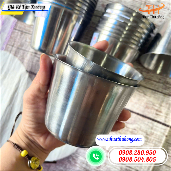 Sỉ ly inox làm đá giá rẻ nhiều cỡ bền chắc 3 Ly inox đựng đá tiện dụng