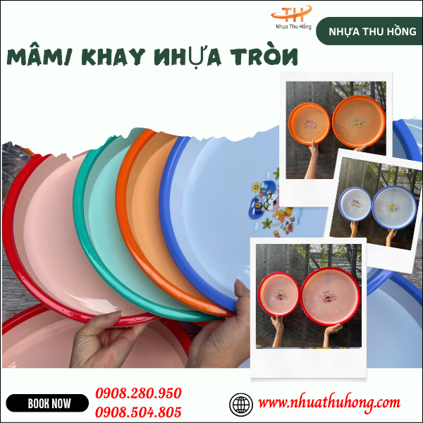 Mâm nhựa tròn giá sỉ rẻ đẹp bền đủ size, đủ màu tại HCM 2 mâm nhựa tròn loại dày