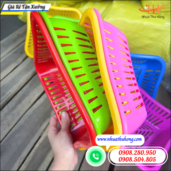 Cung cấp rổ nhựa vuông kiểu bền đẹp giá rẻ giao hàng nhanh 4 rổ nhựa vuông gia dụng