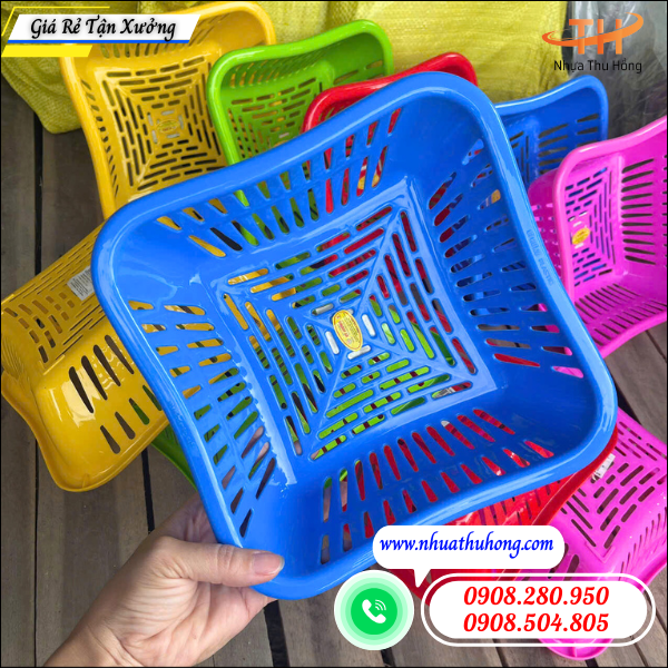 Cung cấp rổ nhựa vuông kiểu bền đẹp giá rẻ giao hàng nhanh 3 rổ nhựa vuông đựng rau củ