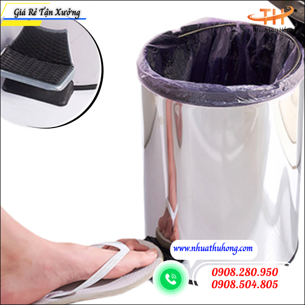 Thùng rác inox 20l đạp chân giá sỉ rẻ tại TpHCM 4 thùng rác inox đạp chân hàng chính hãng