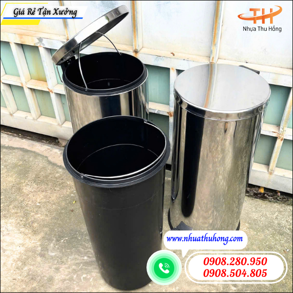 Thùng rác inox 20l đạp chân giá sỉ rẻ tại TpHCM 2 nguồn sỉ thùng rác inox