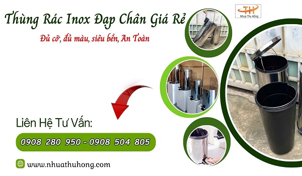 Thùng rác inox 20l đạp chân giá sỉ rẻ tại TpHCM 1 thung rac