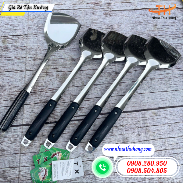Xẻng chiên đa năng giá sỉ rẻ siêu bền dày đẹp, chịu nhiệt 2 xẻng chiên inox