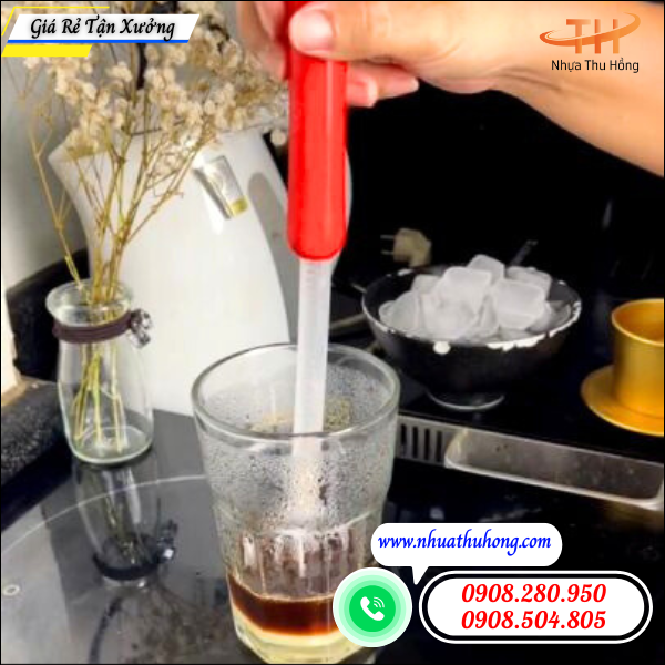 Cây khuấy tạo bọt cà phê cầm tay bằng nhựa giá rẻ – Hàng bền, dày, dễ dùng 3 cây khuấy cà phê nhấn xoay