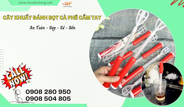 Cây khuấy tạo bọt cà phê cầm tay bằng nhựa giá rẻ – Hàng bền, dày, dễ dùng 1 cay khuay cf