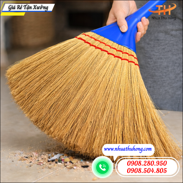 Chổi quét nhà cán nhựa giá rẻ dễ bán cho tạp hóa 3 chổi đót cán nhựa cho gia đình