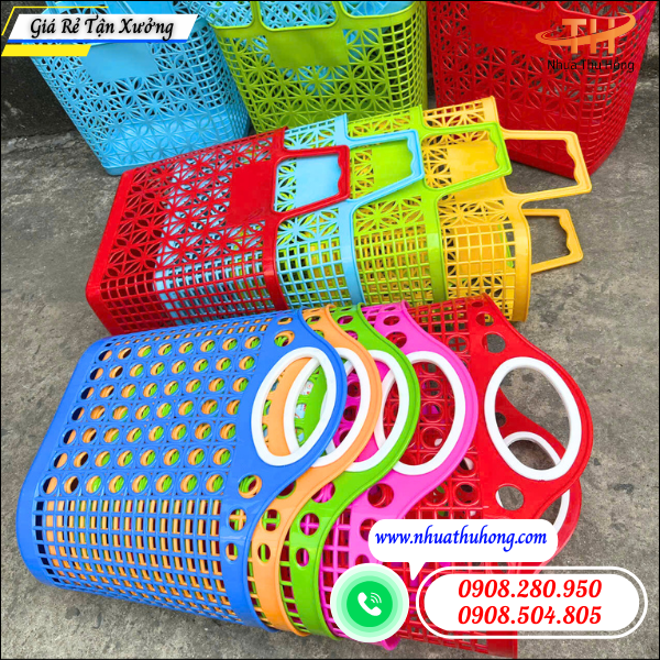 Giỏ nhựa đi chợ giá rẻ có quai xách chắc chắn nhiều màu tại HCM 5 giỏ nhựa giá rẻ hcm