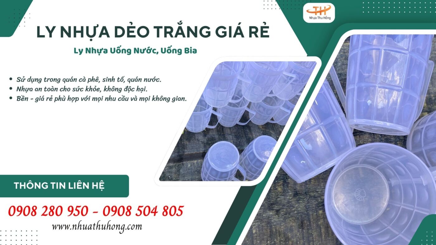 Ly nhựa trắng dẻo dày giá sỉ rẻ - ly nhựa uống bia giá rẻ 1 ly nhua deo trang gia re