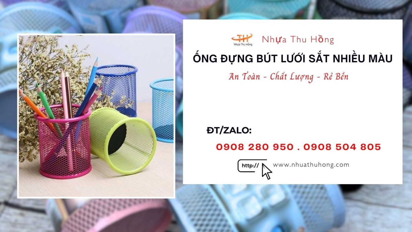 Bán ống đựng bút lưới sắt giá rẻ nhiều màu tại HCM 1 ong dung but luoi sat 1