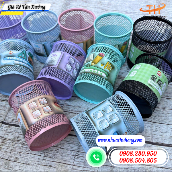 Bán ống đựng bút lưới sắt giá rẻ nhiều màu tại HCM 5 ống đựng bút để bàn giá rẻ