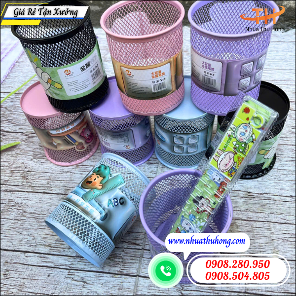 Bán ống đựng bút lưới sắt giá rẻ nhiều màu tại HCM 3 ống đựng bút lưới sắt nhiều màu