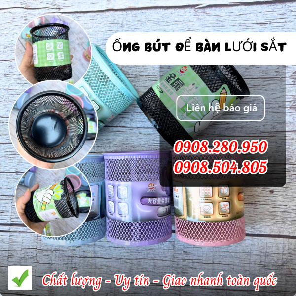 Bán ống đựng bút lưới sắt giá rẻ nhiều màu tại HCM 2 ống đựng bút lưới sắt