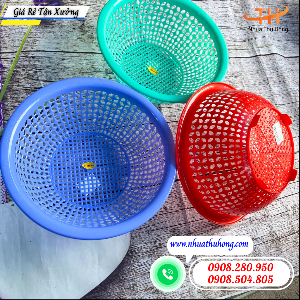 Rổ nhựa tròn giá rẻ chuyên sỉ đủ size, giao nhanh toàn quốc 3 rổ nhựa tròn loại dày