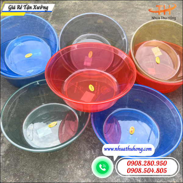 Nơi mua sỉ thau nhựa trong suốt giá rẻ giao nhanh 2 thau nhựa trong suốt
