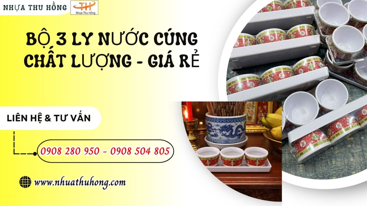 Sỉ bộ 3 ly nước cúng bằng nhựa – bền đẹp, giá tốt 1 bo ly cung ong dia 1