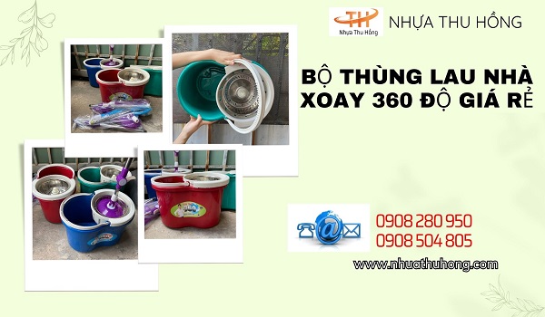 Mua bộ thùng lau nhà 360 độ giá rẻ ở đâu uy tín? 1 bo thung lau nha 1