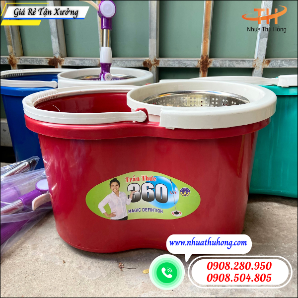 Mua bộ thùng lau nhà 360 độ giá rẻ ở đâu uy tín? 2 thùng lau nhà thông minh 360 độ