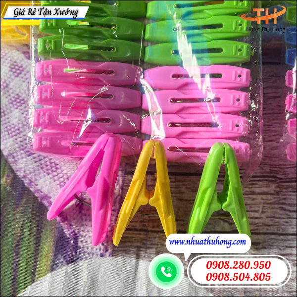 Kẹp phơi đồ bằng nhựa giá sỉ rẻ – hàng dày, bền, dùng lâu 2 kẹp phơi đồ nhiều màu