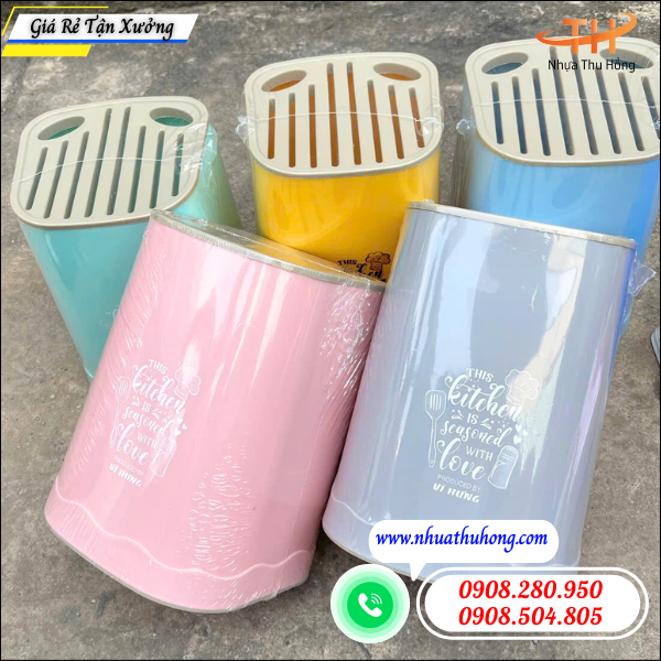 Ống cắm dao nhựa giá rẻ – mẫu đơn giản, dễ vệ sinh 2 ống cắm dao nhựa nhà bếp