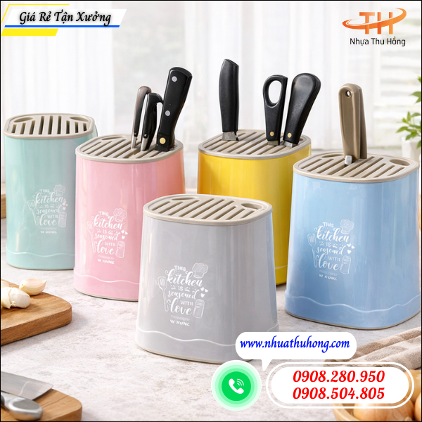 Ống cắm dao nhựa giá rẻ – mẫu đơn giản, dễ vệ sinh 4 ống cắm dao nhựa dễ vệ sinh