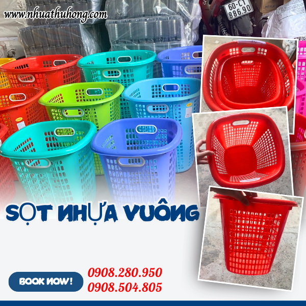 Chuyên sỉ sọt nhựa vuông giá rẻ – loại dày, dùng lâu 2 sọt nhựa vuông giá rẻ