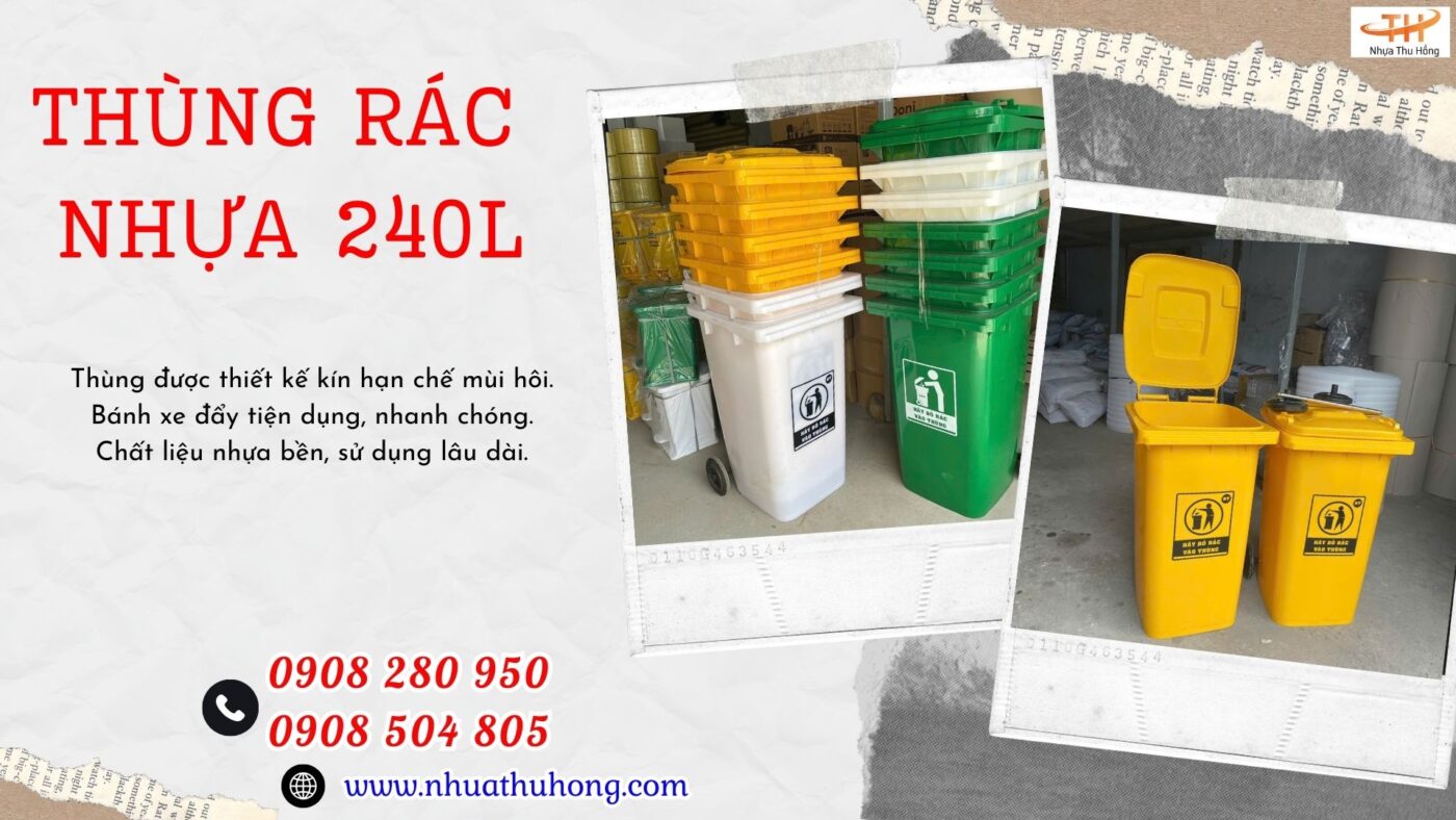 Nơi lấy sỉ thùng rác nhựa 240l giá rẻ số lượng lớn, giá cạnh tranh 1 thung rac nhua 240l 1