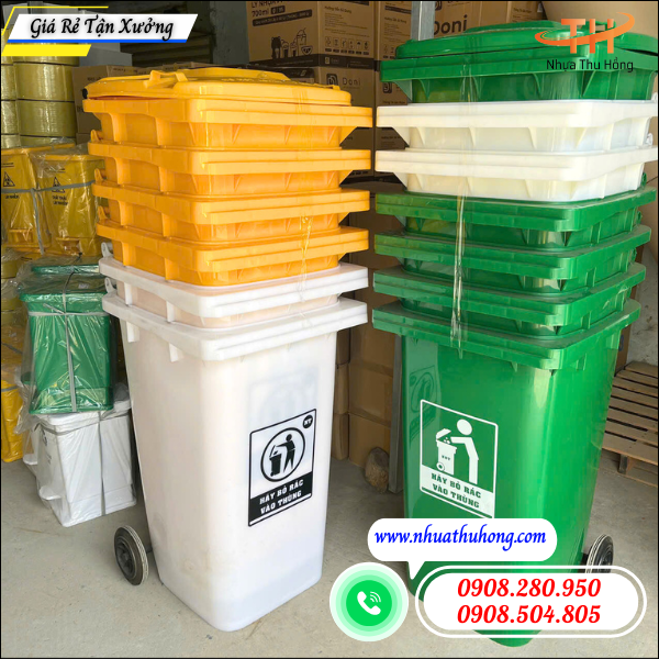 Nơi lấy sỉ thùng rác nhựa 240l giá rẻ số lượng lớn, giá cạnh tranh 2 thùng rác nhựa 240l