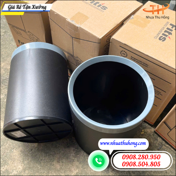 Thùng rác nhựa 10l giá rẻ – nhựa dày, bền đẹp, dễ vệ sinh 3 thùng rác văn phòng