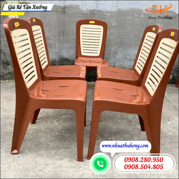 Tổng kho ghế nhựa dựa lớn màu nâu giá rẻ giao sỉ toàn quốc 2 ghế nhựa lưng tựa cao