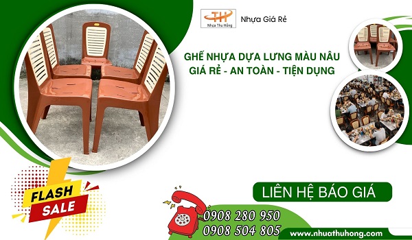 Tổng kho ghế nhựa dựa lớn màu nâu giá rẻ giao sỉ toàn quốc 1 ghe nhua lon 2
