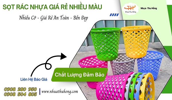 Bán sỉ sọt rác nhựa giá rẻ nhiều kích thước màu sắc đa dạng 1 soc rac nhua tron 1