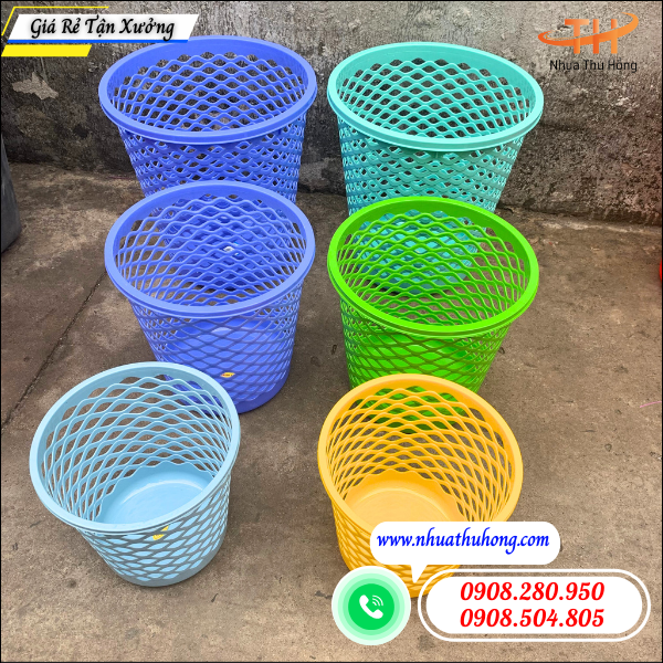 Bán sỉ sọt rác nhựa giá rẻ nhiều kích thước màu sắc đa dạng 4 Sọt rác nhựa dạng lưới dễ vệ sinh