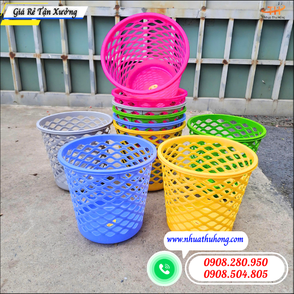 Bán sỉ sọt rác nhựa giá rẻ nhiều kích thước màu sắc đa dạng 2 Sọt rác nhựa lưới nhiều màu giá sỉ