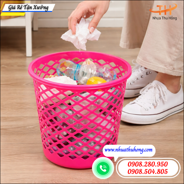 Bán sỉ sọt rác nhựa giá rẻ nhiều kích thước màu sắc đa dạng 3 Sọt rác nhựa dạng lưới dễ vệ sinh