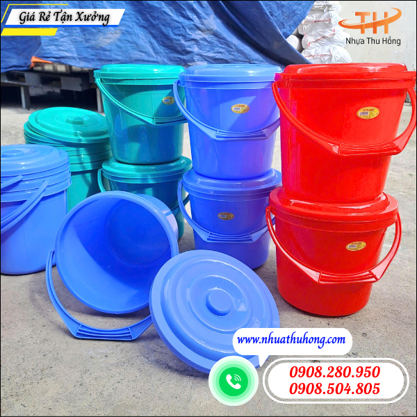 Điểm sỉ xô nhựa 10L giá rẻ cho cửa hàng và đại lý lấy số lượng 5 Xô nhựa 10L sỉ cho chợ và quán ăn.