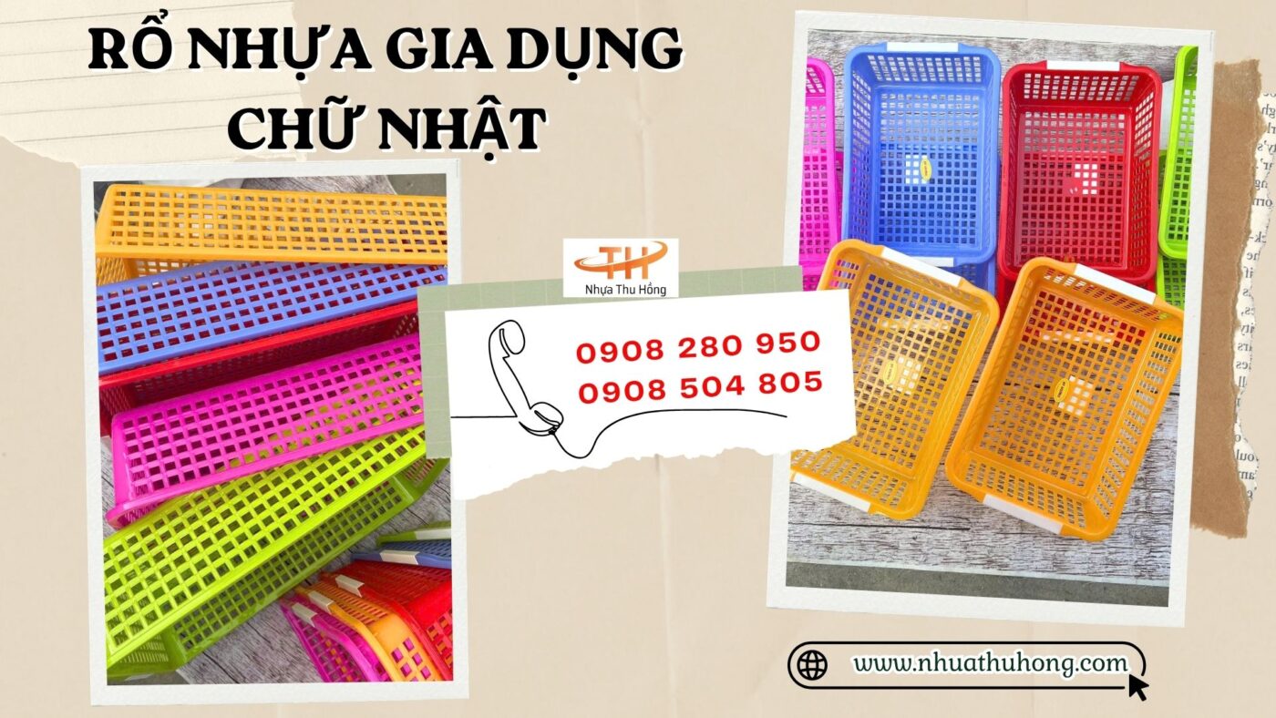 Rổ nhựa chữ nhật gia dụng đa năng giá sỉ rẻ cho đại lý 1 Gia Re Chat Luong 1