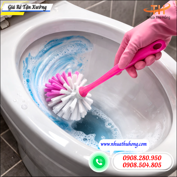 Mua cây chà bồn cầu nhựa giá sỉ ở đâu uy tín 4 cây chà toilet sợi nhựa cứng