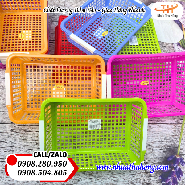 Rổ nhựa chữ nhật gia dụng đa năng giá sỉ rẻ cho đại lý 4 Rổ Nhựa Chữ Nhật Dày Dẻo