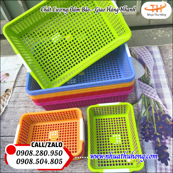 Rổ nhựa chữ nhật gia dụng đa năng giá sỉ rẻ cho đại lý 5 rổ nhựa bền đẹp giá rẻ